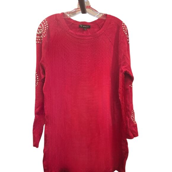 INC International Concepts Rhinestone Tunic Sweater in Red – NWT Size 1X - Picture 6 of 6